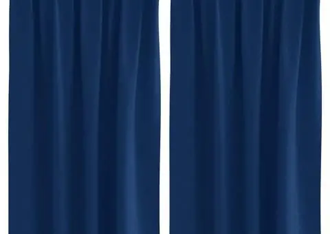 Perdele cu perdele 2 pcs Albastru închis 140 x 140 cm Poliester - 2/5