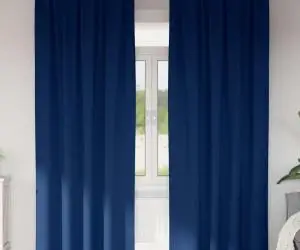 vidaXL Perdele cu perdele 2 pcs Albastru închis 225 x 140 cm Poliester