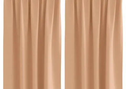 Perdele cu perdele 2 pcs Maro deschis 140 x 140 cm Poliester - 2/5