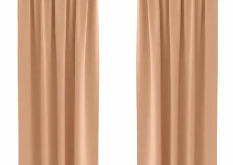 Perdele cu perdele 2 pcs Maro deschis 260 x 140 cm Poliester - 2/5