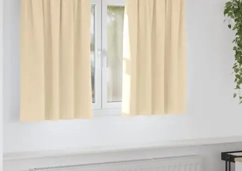 Perdele cu perdele 2 pcs Crem 140 x 140 cm Poliester - 1/5