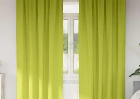 Perdele cu perdele 2 pcs Verde măr 225 x 140 cm Poliester - 1/5