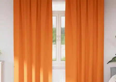 Perdele 2 pcs Portocaliu intens 225 x 140 cm Poliester - 1/5