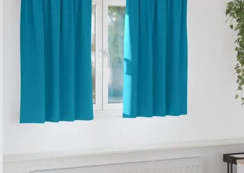 Perdele cu perdele 2 pcs Turcoaz 140 x 140 cm Poliester - 1/5