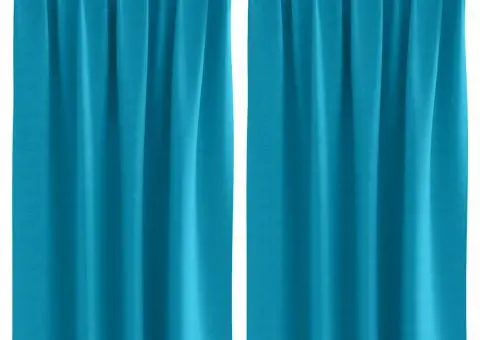 Perdele cu perdele 2 pcs Turcoaz 140 x 140 cm Poliester - 2/5