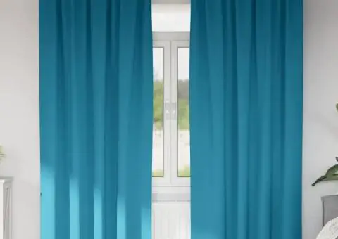 Perdele cu perdele 2 pcs Turcoaz 245 x 140 cm Poliester - 1/5