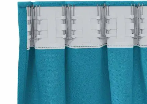 Perdele cu perdele 2 pcs Turcoaz 245 x 140 cm Poliester - 4/5