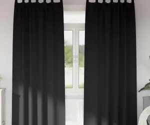 vidaXL Perdele cu perdele 2 pcs Negru 245 x 140 cm Poliester