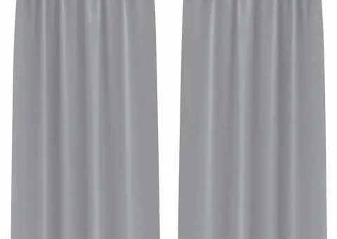 Perdele cu perdele 2 pcs Gri deschis 245 x 140 cm Poliester - 2/5