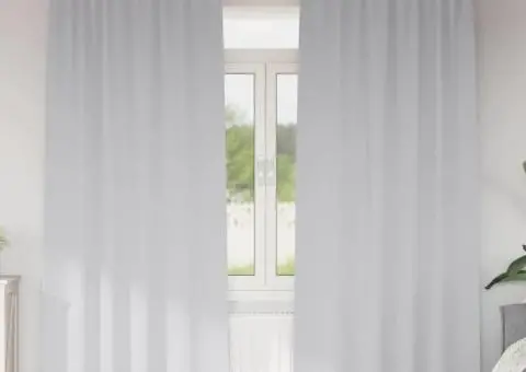 Perdele cu perdele 2 pcs Gri deschis 245 x 140 cm Poliester - 1/5