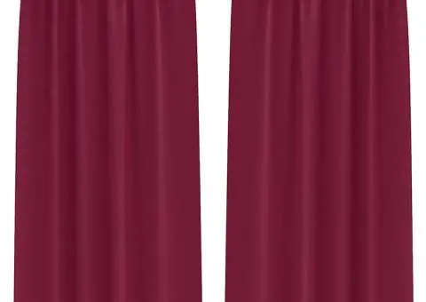 Perdele cu perdele 2 pcs Roșu Vin 245 x 140 cm Poliester - 2/5