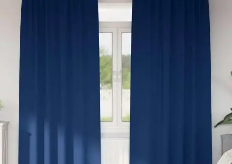 Perdele cu perdele 2 pcs Albastru închis 260 x 140 cm Poliester - 1/5