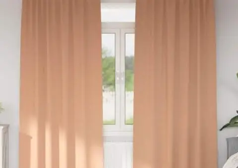 Perdele cu perdele 2 pcs Maro deschis 245 x 140 cm Poliester - 1/5