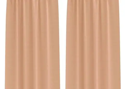 Perdele cu perdele 2 pcs Maro deschis 245 x 140 cm Poliester - 2/5