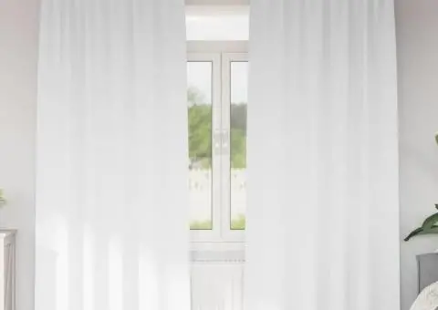 Perdele cu perdele 2 pcs Alb pur 260 x 140 cm Poliester - 1/5