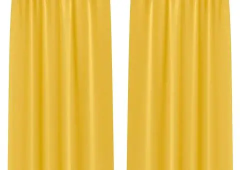 Perdele cu perdele 2 pcs galben muștar 260 x 140 cm Poliester - 2/5