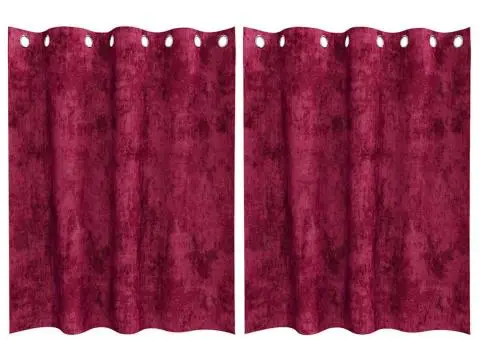 Draperii din Catifea 2 buc cu Ochete Roșu Vin 140x140 cm - 2/5