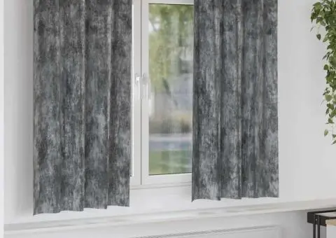 Cortine din catifea , set de 2 piese cu œillets, gri, 175 x 140 cm - 1/5