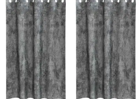 Cortine din catifea , set de 2 piese cu œillets, gri, 175 x 140 cm - 2/5