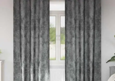 Cortine din catifea 2 piese cu œillets gri, 260 x 140 cm - 1/5