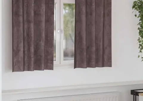 Set draperii din catifea , 2 pcs, cu œillets maro, 140 x 140 cm - 1/5