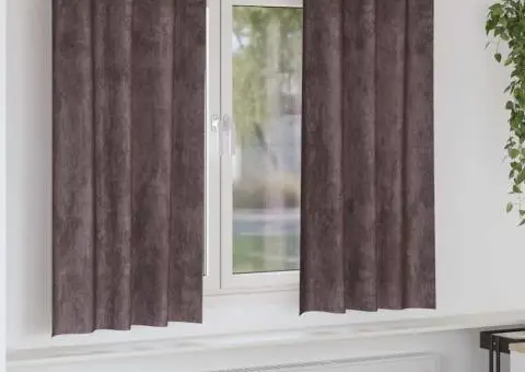 Cortine din catifea - 2 piese cu œillets maro, 175x140 cm - 1/5