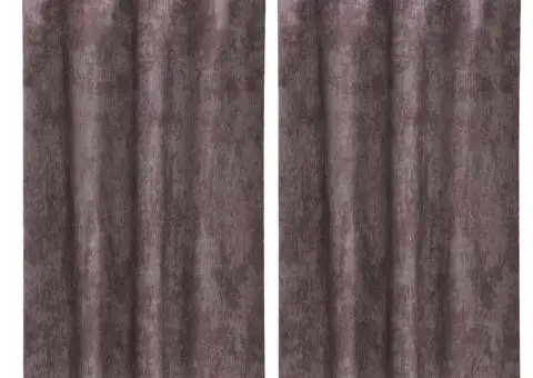 Cortine din catifea - 2 piese cu œillets maro, 175x140 cm - 2/5