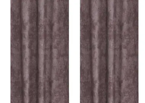 Cortine de catifea , set de 2, cu întărituri maro, 225 x 140 cm - 2/5