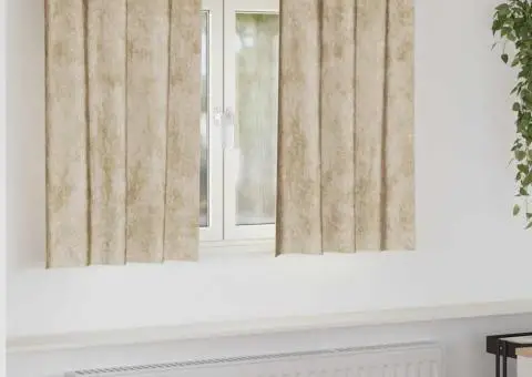 Draperii din catifea , 2 piese, cu œillets, crem, 140x140 cm - 1/5