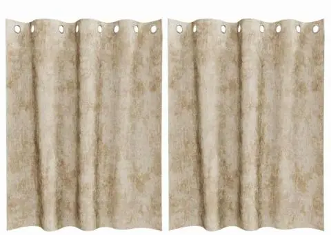 Draperii din catifea , 2 piese, cu œillets, crem, 140x140 cm - 2/5