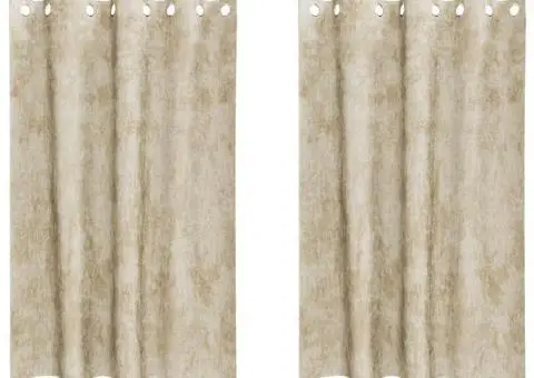 Set de draperii din catifea 2 buc cu œillets crem 175 x 140 cm - 2/5