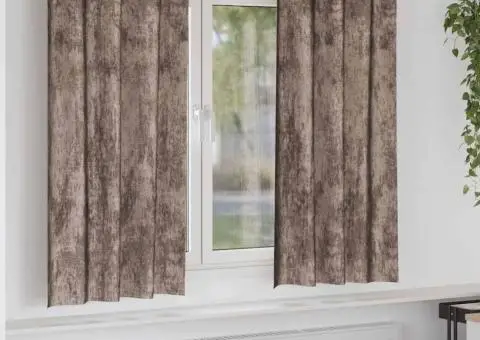 Cortine din catifea, set de 2, cu œillets, de culoare Cappuccino, dimensiuni 140x175 cm. - 1/5