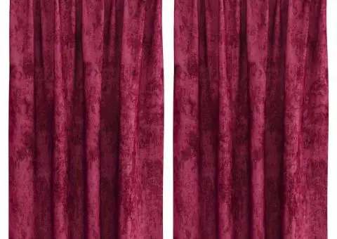 Cortine Velvet 2 pcs cu Ochiuri, Roșu Vin, 140x140 cm - 2/5