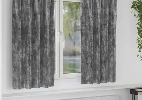 Cortine din catifea , 2 buc, cu ochiuri, Gri, 175 x 140 cm - 1/5