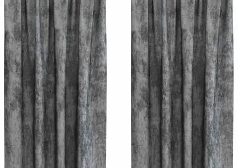 Cortine din catifea , 2 buc, cu ochiuri, Gri, 175 x 140 cm - 2/5