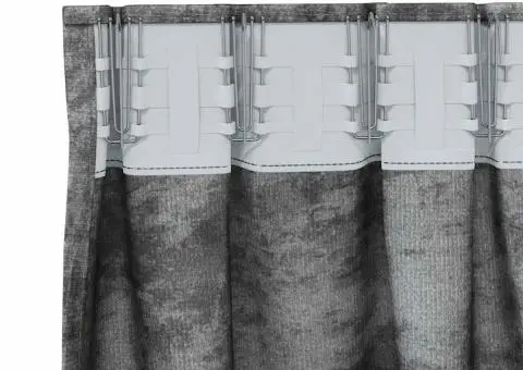 Cortine din catifea , 2 buc, cu ochiuri, Gri, 175 x 140 cm - 4/5