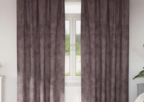 Cortine din catifea , 2 piese, cu ochiuri, maro, 245 x 140 cm - 1/5