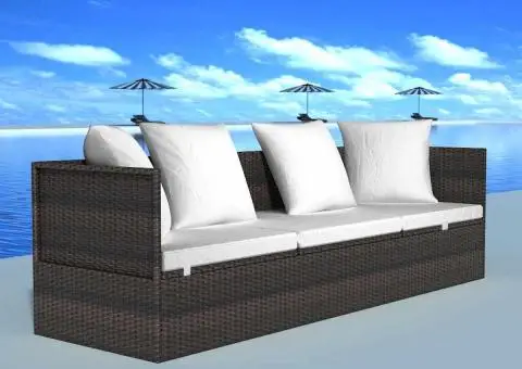 Șezlong cu pernă Ajustabil Maro 200 x 60 x 58 cm Rattan poli - 3/5