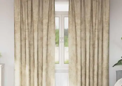 Cortine din catifea , 2 piese, cu ochiuri crem, 225x140 cm - 1/5