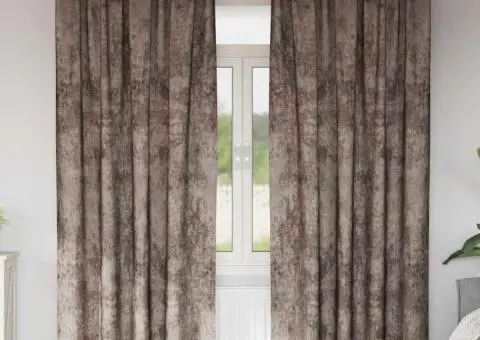 Cortine din catifea 2 buc, cu ochiuri cappuccino, 225 x 140 cm - 1/5