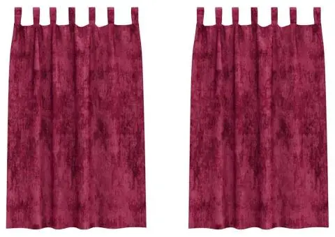 Cortine din catifea , set de 2 piese, cu ochiuri, roșu vin, 175 x 140 cm - 2/5