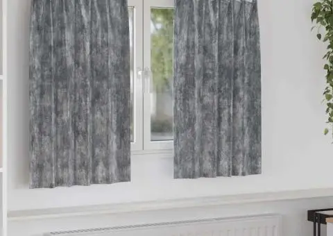 Set draperii catifea 2 buc, ochiuri gri, 140x140 cm - 1/5