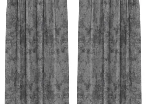 Cortine din catifea , 2 bucăți cu inele, gri, 260 x 140 cm - 2/5