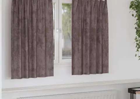 Cortine din catifea , 2 bucăți, cu ochiuri maro, 140x140 cm - 1/5