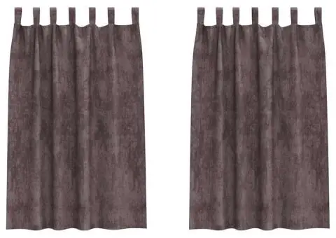 Cortine din catifea , 2 piese cu găici, maro, 175 x 140 cm - 2/5