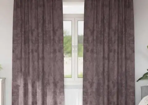 Set 2 draperii din catifea cu inele maronii, 260 x 140 cm - 1/5