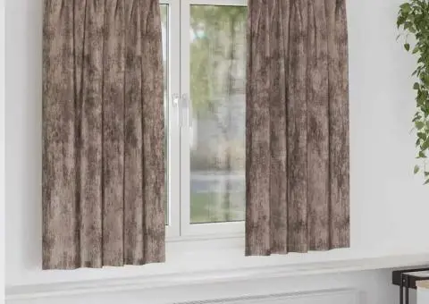 Cortine din catifea 2 buc cu inele cappuccino 175x140 cm - 1/5