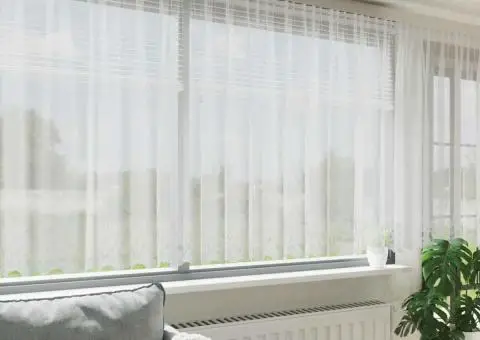 Perdele cu perdele Floral Alb 600 x 140 cm Poliester - 1/5