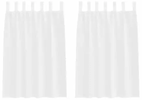 Perdele cu perdele 2 pcs Alb 140 x 140 cm Poliester - 2/5