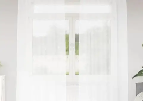 Perdele cu perdele 2 pcs Alb 140 x 245 cm Poliester - 1/5